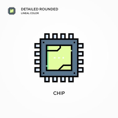 Çip vektör simgesi. Modern vektör illüstrasyon kavramları. Düzenlemesi ve kişiselleştirmesi kolay.