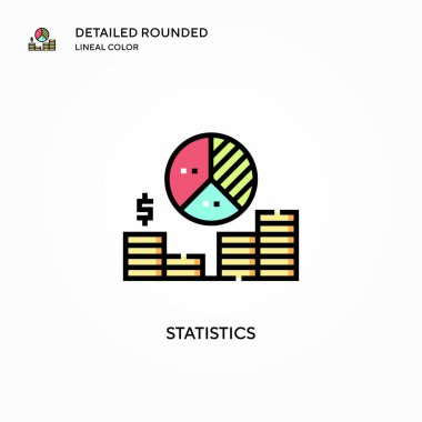İstatistik vektör simgesi. Modern vektör illüstrasyon kavramları. Düzenlemesi ve kişiselleştirmesi kolay.