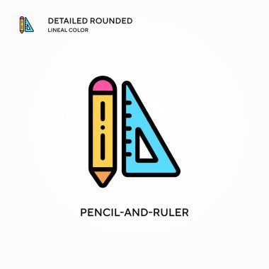 Kalem ve cetvel vektör simgesi. Modern vektör illüstrasyon kavramları. Düzenlemesi ve kişiselleştirmesi kolay.