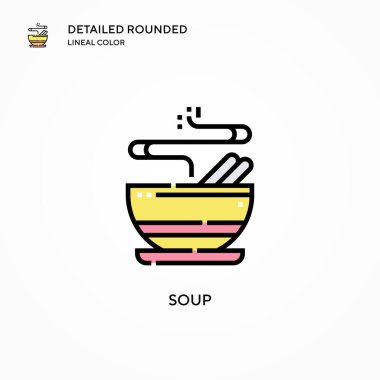 Çorba vektör simgesi. Modern vektör illüstrasyon kavramları. Düzenlemesi ve kişiselleştirmesi kolay.
