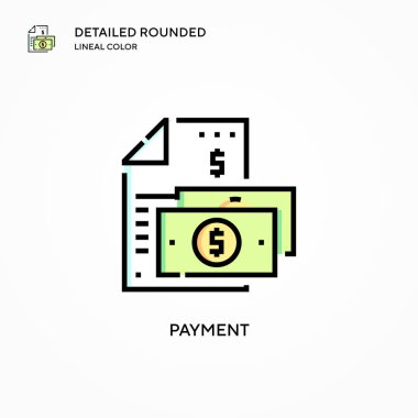 Ödeme vektör simgesi. Modern vektör illüstrasyon kavramları. Düzenlemesi ve kişiselleştirmesi kolay.