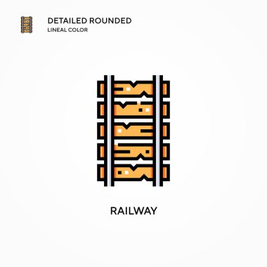 Demiryolu vektör simgesi. Modern vektör illüstrasyon kavramları. Düzenlemesi ve kişiselleştirmesi kolay.