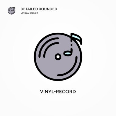 Vinil kayıt vektör simgesi. Modern vektör illüstrasyon kavramları. Düzenlemesi ve kişiselleştirmesi kolay.