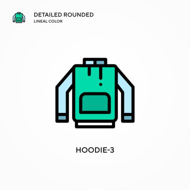 Kapüşonlu 3 vektör ikonu. Modern vektör illüstrasyon kavramları. Düzenlemesi ve kişiselleştirmesi kolay.