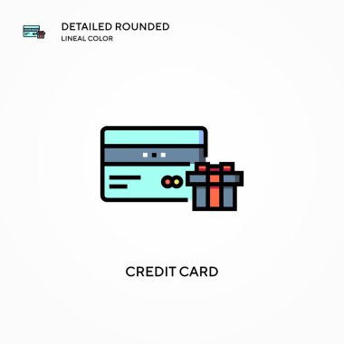 Kredi kartı vektör simgesi. Modern vektör illüstrasyon kavramları. Düzenlemesi ve kişiselleştirmesi kolay.