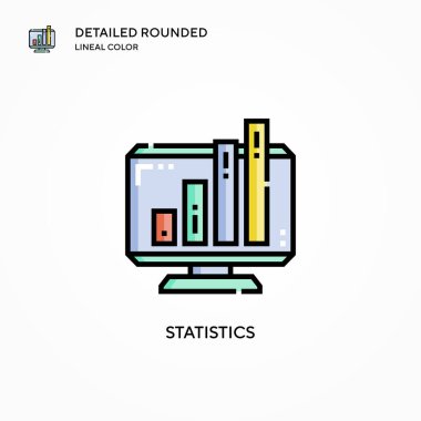 İstatistik vektör simgesi. Modern vektör illüstrasyon kavramları. Düzenlemesi ve kişiselleştirmesi kolay.