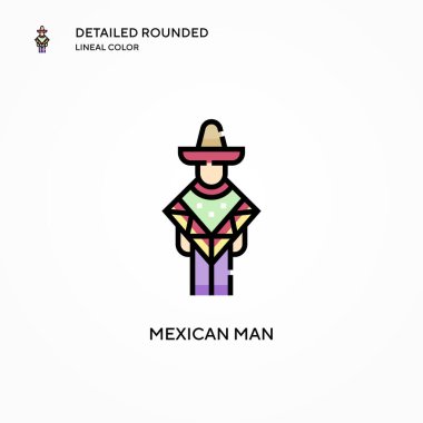 Meksikalı erkek vektör ikonu. Modern vektör illüstrasyon kavramları. Düzenlemesi ve kişiselleştirmesi kolay.
