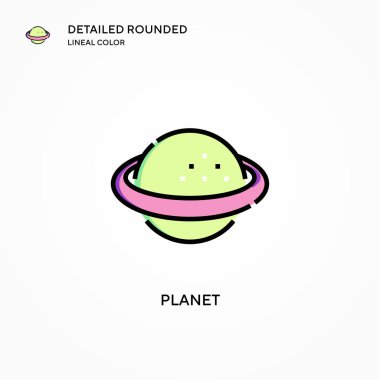 Gezegen vektör simgesi. Modern vektör illüstrasyon kavramları. Düzenlemesi ve kişiselleştirmesi kolay.