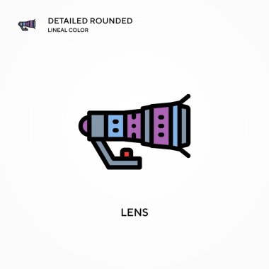 Mercek vektör simgesi. Modern vektör illüstrasyon kavramları. Düzenlemesi ve kişiselleştirmesi kolay.