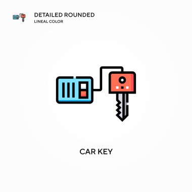 Araba anahtarı vektör simgesi. Modern vektör illüstrasyon kavramları. Düzenlemesi ve kişiselleştirmesi kolay.