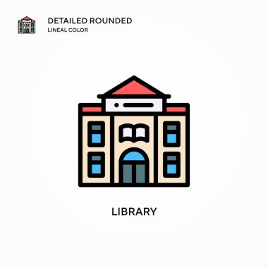 Kütüphane vektör simgesi. Modern vektör illüstrasyon kavramları. Düzenlemesi ve kişiselleştirmesi kolay.