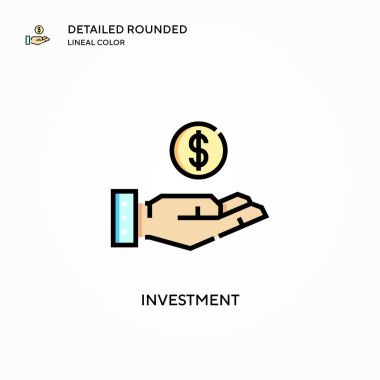 Yatırım vektör simgesi. Modern vektör illüstrasyon kavramları. Düzenlemesi ve kişiselleştirmesi kolay.