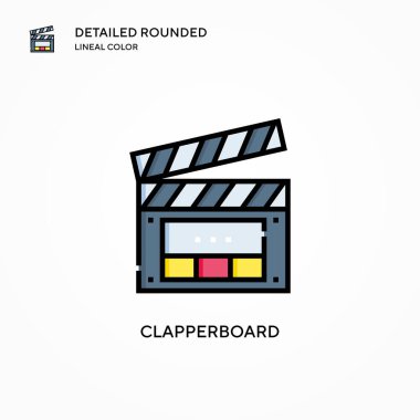 Alkış tahtası vektör simgesi. Modern vektör illüstrasyon kavramları. Düzenlemesi ve kişiselleştirmesi kolay.