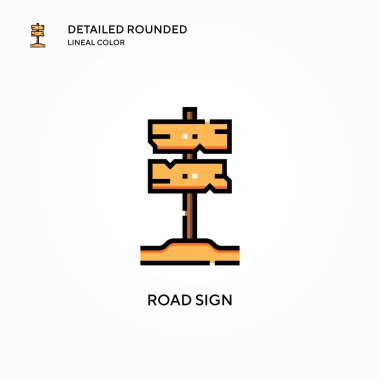 Yol işareti vektör simgesi. Modern vektör illüstrasyon kavramları. Düzenlemesi ve kişiselleştirmesi kolay.