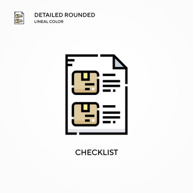 Kontrol listesi vektör simgesi. Modern vektör illüstrasyon kavramları. Düzenlemesi ve kişiselleştirmesi kolay.