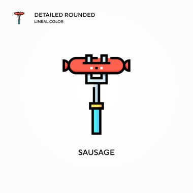 Sosis vektör simgesi. Modern vektör illüstrasyon kavramları. Düzenlemesi ve kişiselleştirmesi kolay.