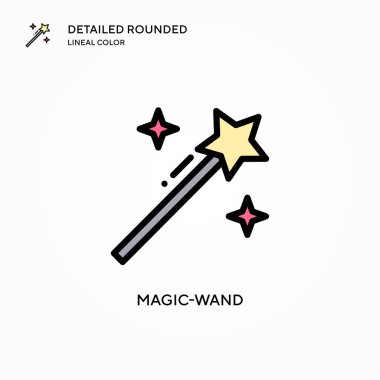 Sihirli değnek vektör simgesi. Modern vektör illüstrasyon kavramları. Düzenlemesi ve kişiselleştirmesi kolay.