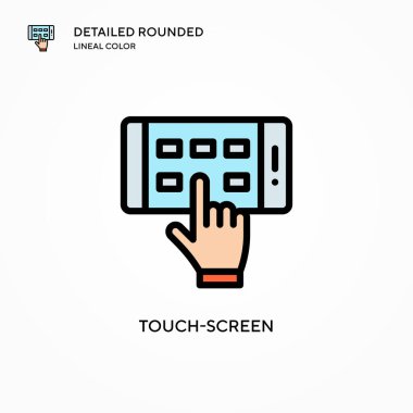 Dokunmatik ekran vektör simgesi. Modern vektör illüstrasyon kavramları. Düzenlemesi ve kişiselleştirmesi kolay.