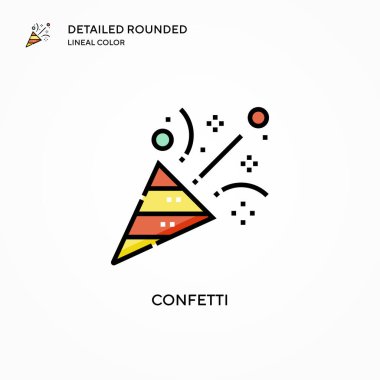 Konfeti vektör simgesi. Modern vektör illüstrasyon kavramları. Düzenlemesi ve kişiselleştirmesi kolay.