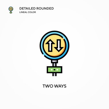 İki yönlü vektör simgesi. Modern vektör illüstrasyon kavramları. Düzenlemesi ve kişiselleştirmesi kolay.