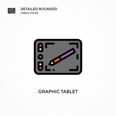 Grafik tablet vektör simgesi. Modern vektör illüstrasyon kavramları. Düzenlemesi ve kişiselleştirmesi kolay.