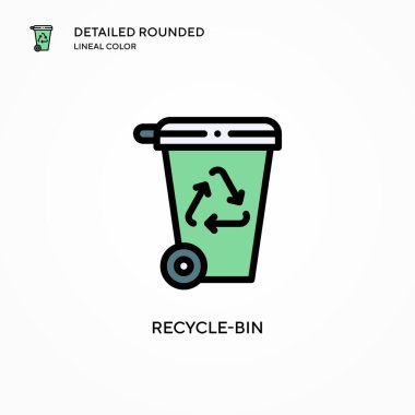 Geri dönüşüm kutusu vektör simgesi. Modern vektör illüstrasyon kavramları. Düzenlemesi ve kişiselleştirmesi kolay.