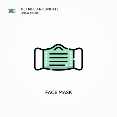 Yüz maskesi vektör simgesi. Modern vektör illüstrasyon kavramları. Düzenlemesi ve kişiselleştirmesi kolay.