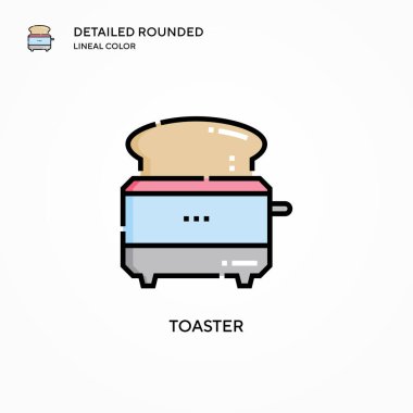 Tost makinesi vektör simgesi. Modern vektör illüstrasyon kavramları. Düzenlemesi ve kişiselleştirmesi kolay.