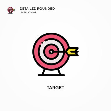 Hedef vektör simgesi. Modern vektör illüstrasyon kavramları. Düzenlemesi ve kişiselleştirmesi kolay.