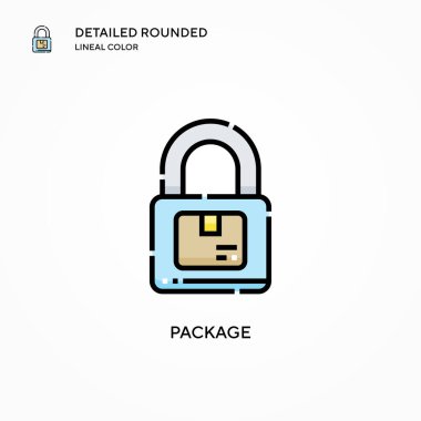 Paket vektör simgesi. Modern vektör illüstrasyon kavramları. Düzenlemesi ve kişiselleştirmesi kolay.