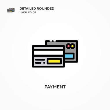 Ödeme vektör simgesi. Modern vektör illüstrasyon kavramları. Düzenlemesi ve kişiselleştirmesi kolay.