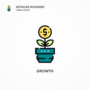 Büyüme vektör simgesi. Modern vektör illüstrasyon kavramları. Düzenlemesi ve kişiselleştirmesi kolay.
