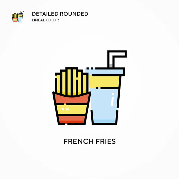 French Fries Vector Icon Modern Vector Illustration Concepts Easy Edit — Stock Vector