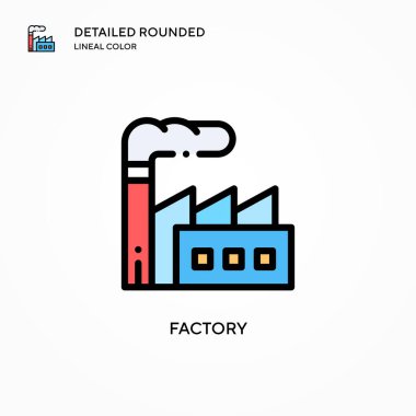 Fabrika vektör simgesi. Modern vektör illüstrasyon kavramları. Düzenlemesi ve kişiselleştirmesi kolay.