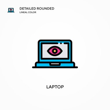 Laptop vektör simgesi. Modern vektör illüstrasyon kavramları. Düzenlemesi ve kişiselleştirmesi kolay.