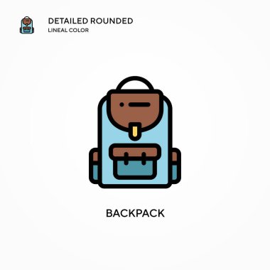 Sırt çantası vektör simgesi. Modern vektör illüstrasyon kavramları. Düzenlemesi ve kişiselleştirmesi kolay.