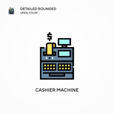 Kasiyer makine vektör simgesi. Modern vektör illüstrasyon kavramları. Düzenlemesi ve kişiselleştirmesi kolay.