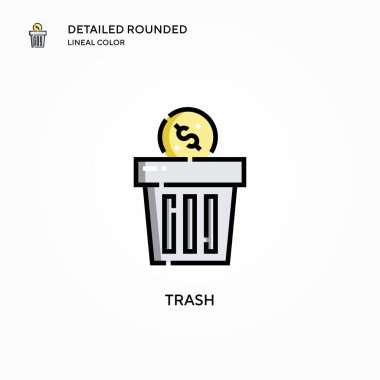 Çöp vektörü simgesi. Modern vektör illüstrasyon kavramları. Düzenlemesi ve kişiselleştirmesi kolay.