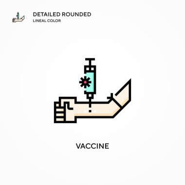 Aşı vektör ikonu. Modern vektör illüstrasyon kavramları. Düzenlemesi ve kişiselleştirmesi kolay.