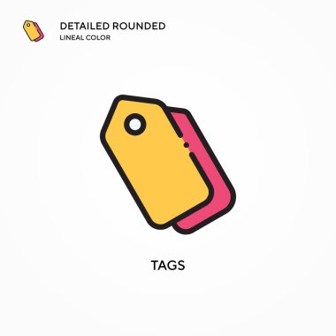 Etiket vektör simgesi. Modern vektör illüstrasyon kavramları. Düzenlemesi ve kişiselleştirmesi kolay.