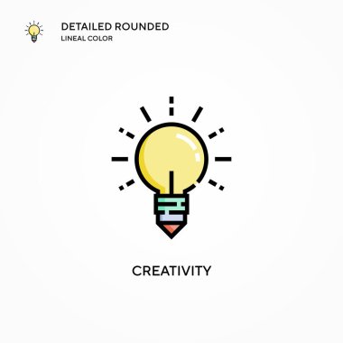Yaratıcılık vektör simgesi. Modern vektör illüstrasyon kavramları. Düzenlemesi ve kişiselleştirmesi kolay.