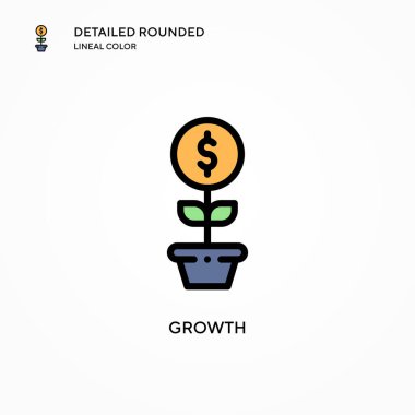 Büyüme vektör simgesi. Modern vektör illüstrasyon kavramları. Düzenlemesi ve kişiselleştirmesi kolay.