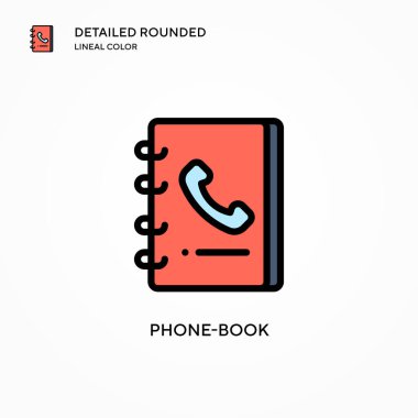 Telefon rehberi vektör simgesi. Modern vektör illüstrasyon kavramları. Düzenlemesi ve kişiselleştirmesi kolay.