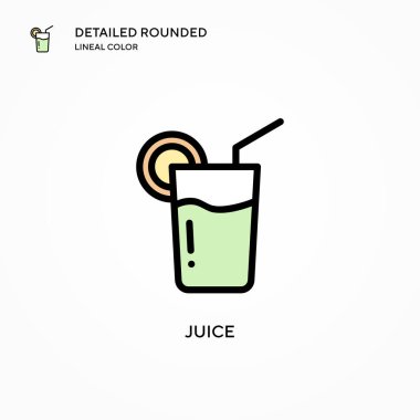 Meyve suyu vektörü ikonu. Modern vektör illüstrasyon kavramları. Düzenlemesi ve kişiselleştirmesi kolay.