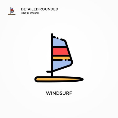 Windsurf vektör simgesi. Modern vektör illüstrasyon kavramları. Düzenlemesi ve kişiselleştirmesi kolay.