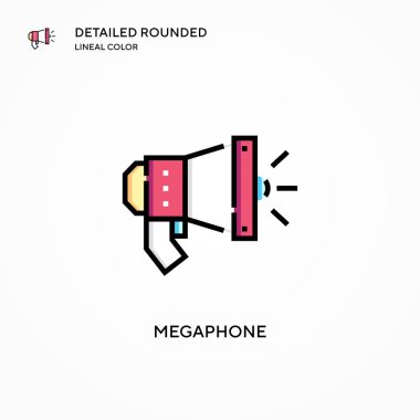 Megafon vektör simgesi. Modern vektör illüstrasyon kavramları. Düzenlemesi ve kişiselleştirmesi kolay.