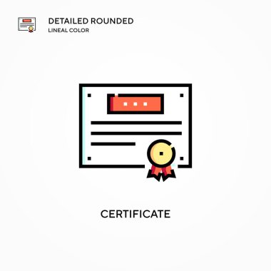 Sertifika vektör simgesi. Modern vektör illüstrasyon kavramları. Düzenlemesi ve kişiselleştirmesi kolay.