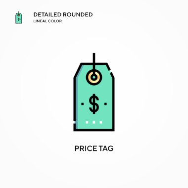 Fiyat etiketi vektör simgesi. Modern vektör illüstrasyon kavramları. Düzenlemesi ve kişiselleştirmesi kolay.