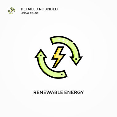 Yenilenebilir enerji vektör simgesi. Modern vektör illüstrasyon kavramları. Düzenlemesi ve kişiselleştirmesi kolay.