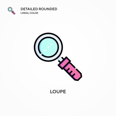 Loupe vektör simgesi. Modern vektör illüstrasyon kavramları. Düzenlemesi ve kişiselleştirmesi kolay.